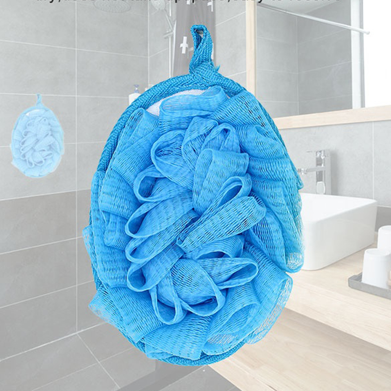 Terry cloth pe double-sided body exfoliating scrubber pad shower pouf bath sponge