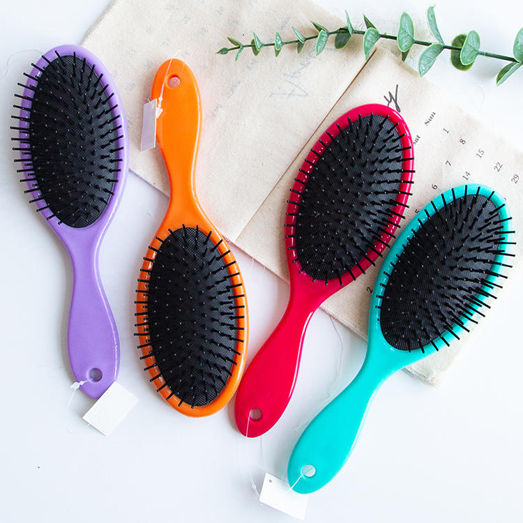 Nylon bristles plastic detangler cushion hair brush for wet or dry hairs