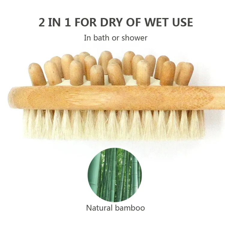 Nanzhu Pig Bristle 35cm Double-sided Massage Bath Brush