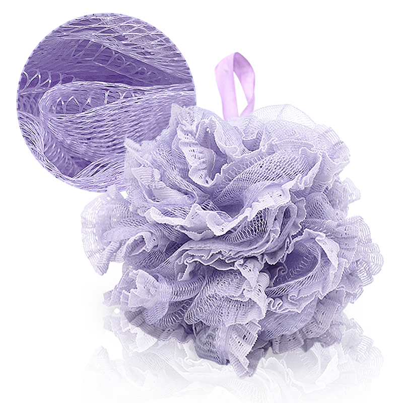 Lace 40g body exfoliating pe shower loofah pouf bath sponge