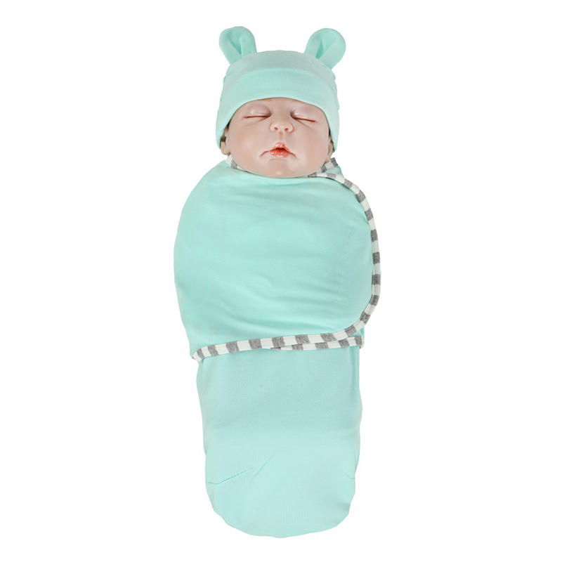 Cute soft baby sleeping bag newborn organic baby swaddle blanket with hat