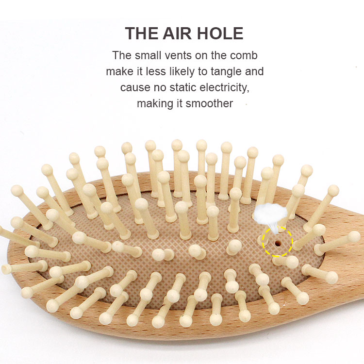 Eco-friendly portable natural beech wood soft wool fur nurse care baby hair brush