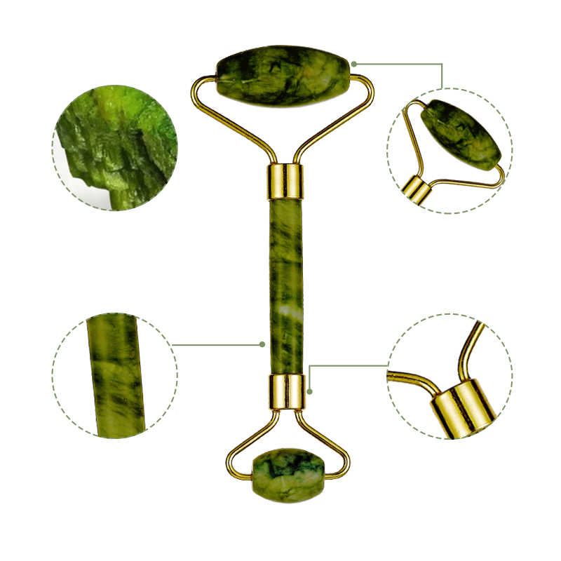 Emerald green natural anti aging facial massager jade roller and gua sha