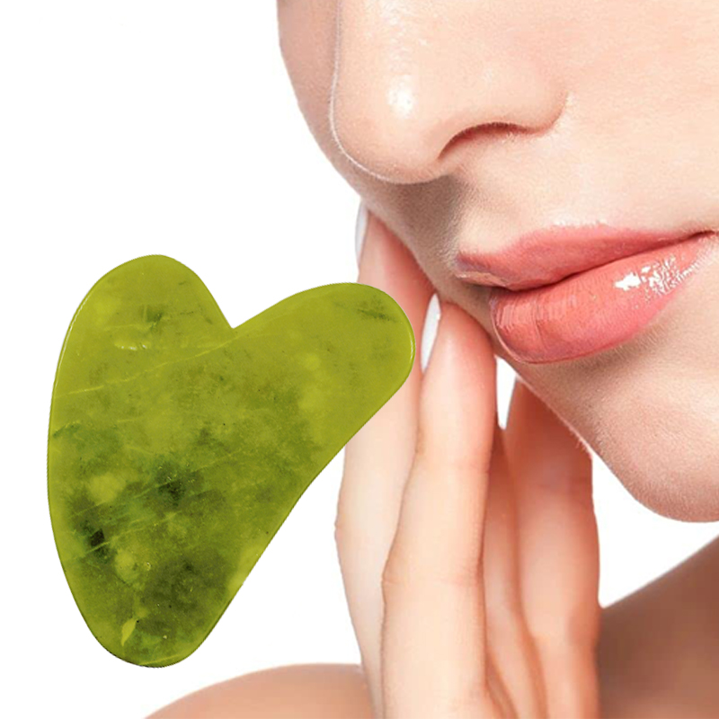 Emerald green natural anti aging facial massager jade roller and gua sha