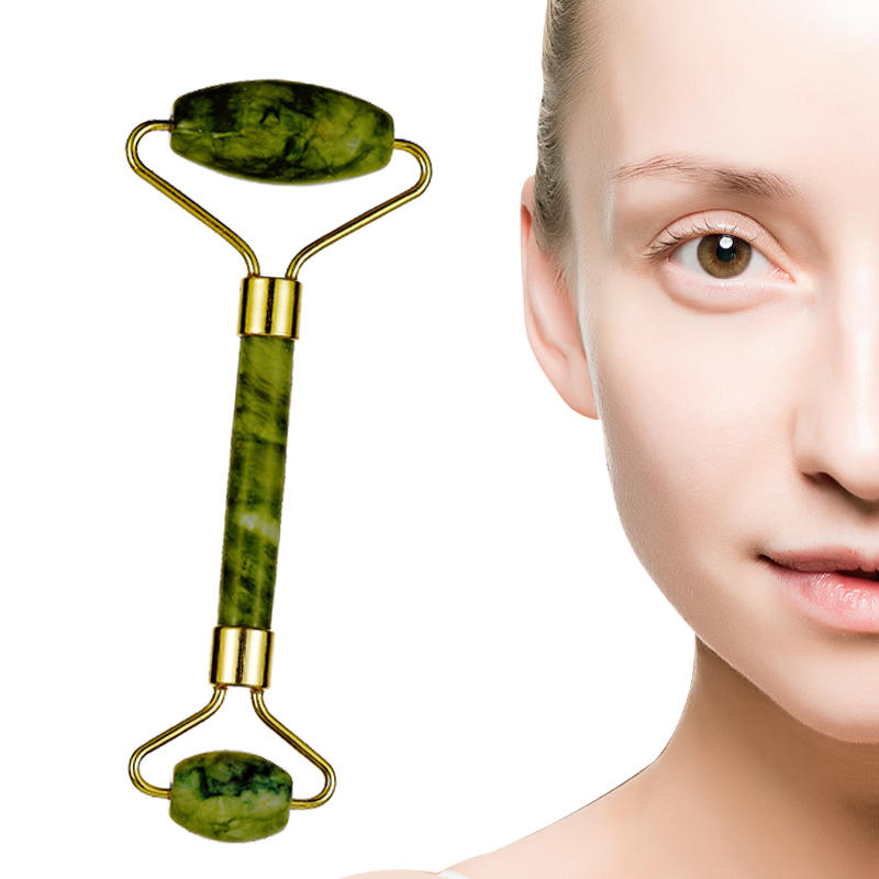 Emerald green natural anti aging facial massager jade roller and gua sha