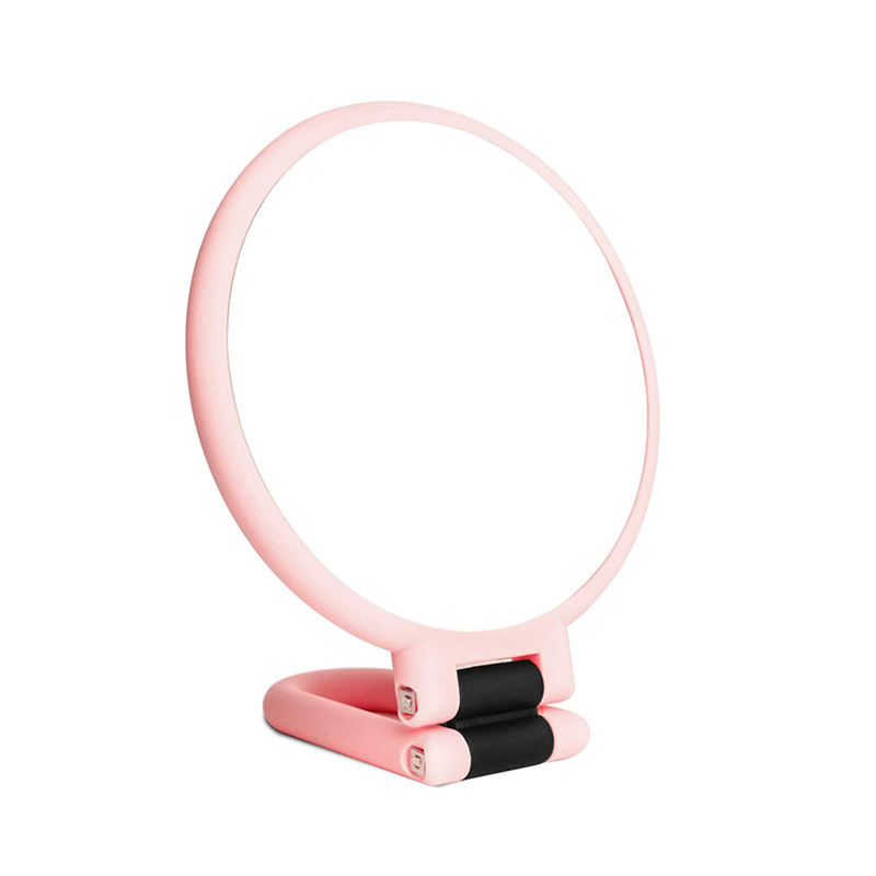 5X Magnifying travel hand held double sided makeup mirror with flexible foldaway handle