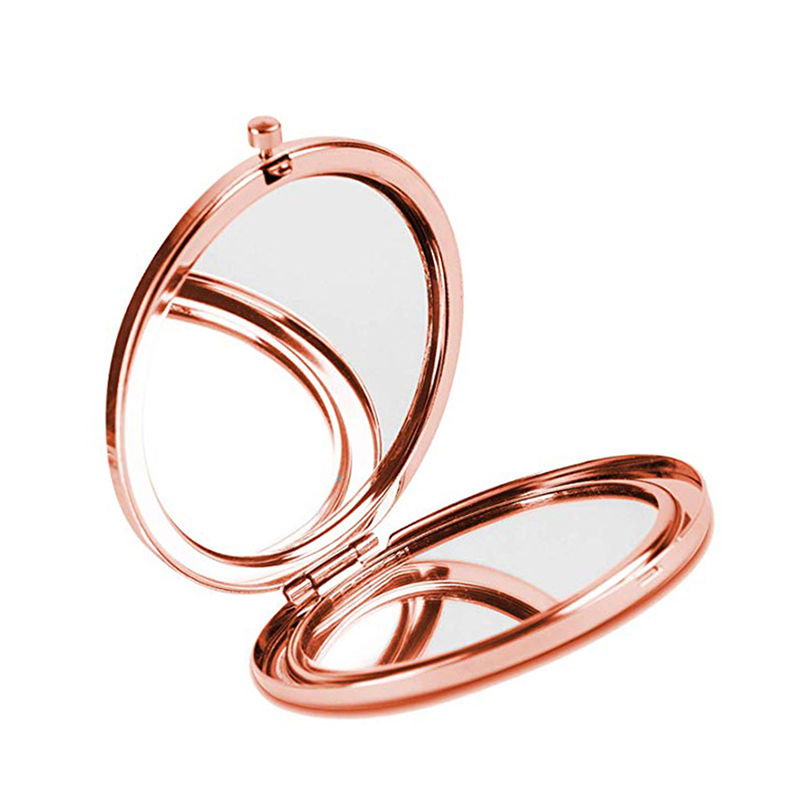 2X Magnifying rose gold folding mini round double sided makeup mirror