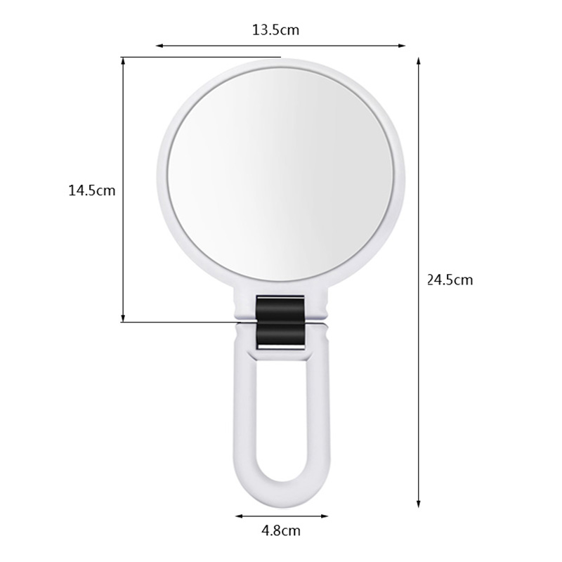 5X Magnifying travel hand held double sided makeup mirror with flexible foldaway handle