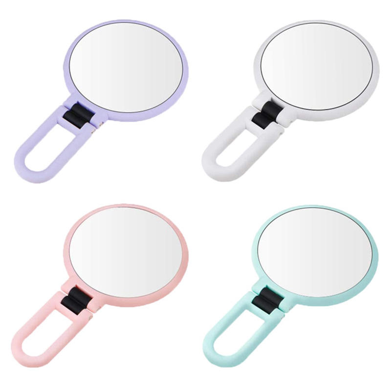 5X Magnifying travel hand held double sided makeup mirror with flexible foldaway handle