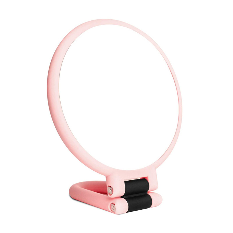 5X Magnifying travel hand held double sided makeup mirror with flexible foldaway handle