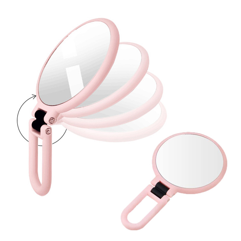 5X Magnifying travel hand held double sided makeup mirror with flexible foldaway handle