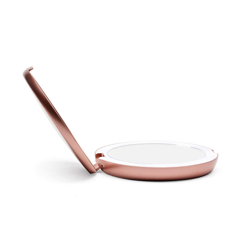 10X Magnifying folding led pink handheld makeup mirror with lights