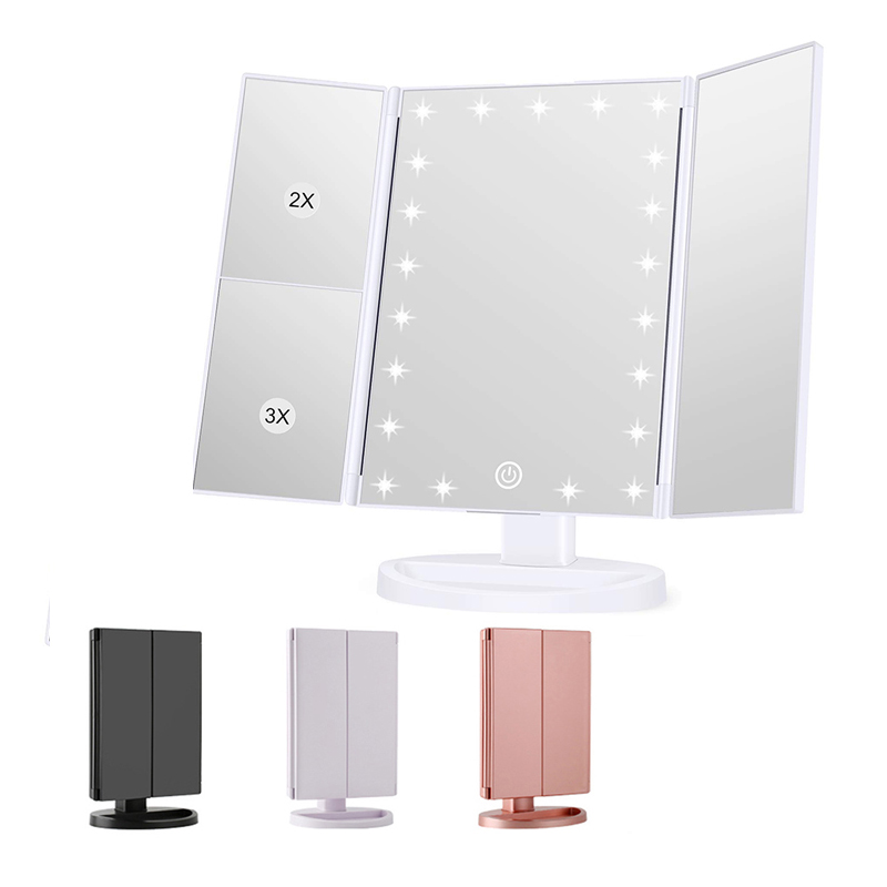 1X 2X 3X Magnifying LED light touch screen makeup mirror
