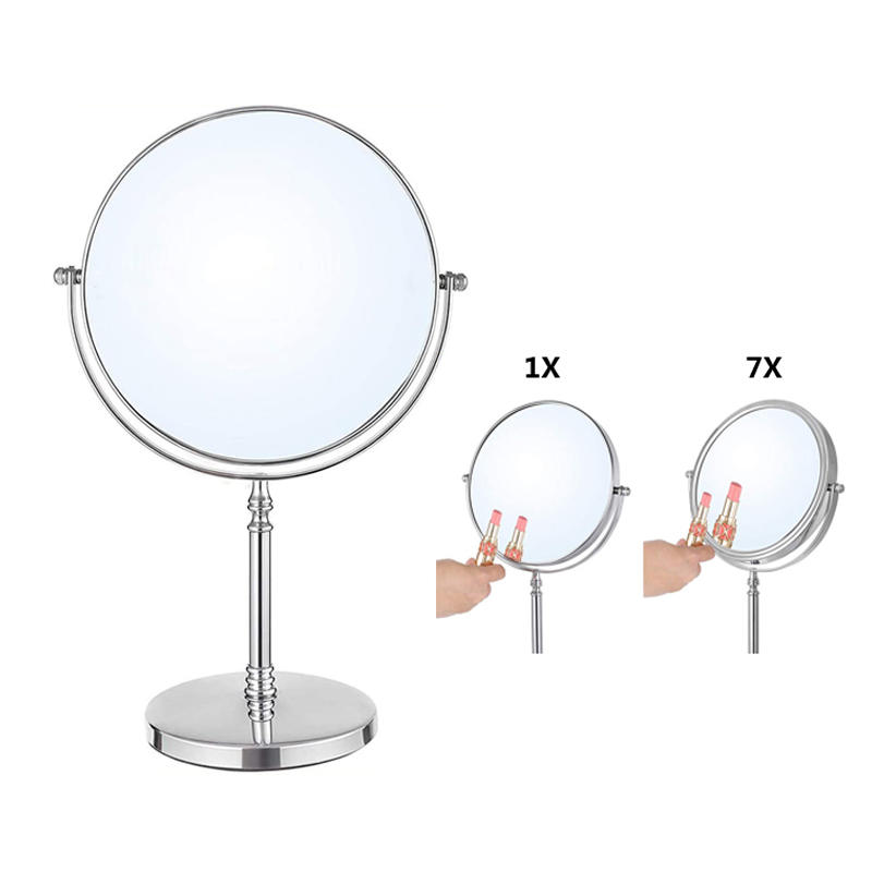 1x 7x Magnifying 360 Rotatable Double Sided Metal Tabletop Makeup Mirror