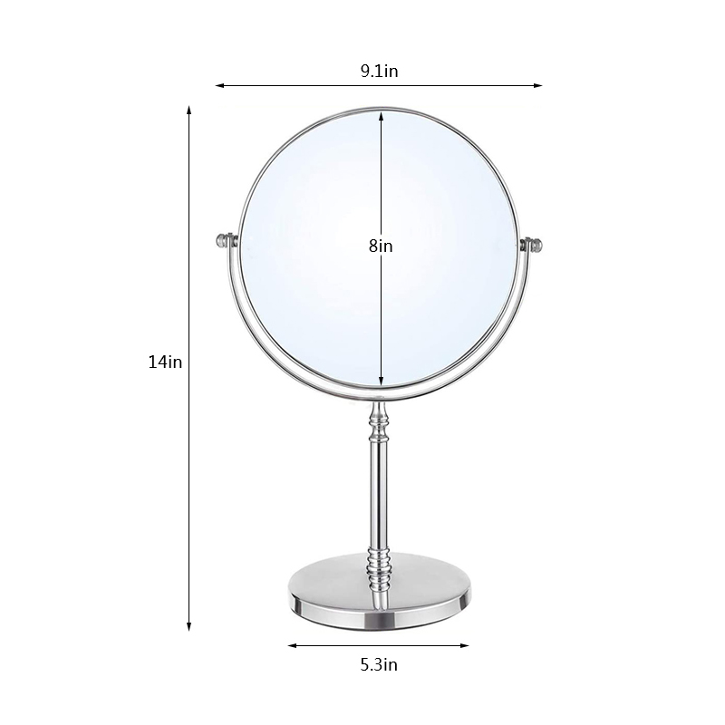 1x 7x Magnifying 360 Rotatable Double Sided Metal Tabletop Makeup Mirror