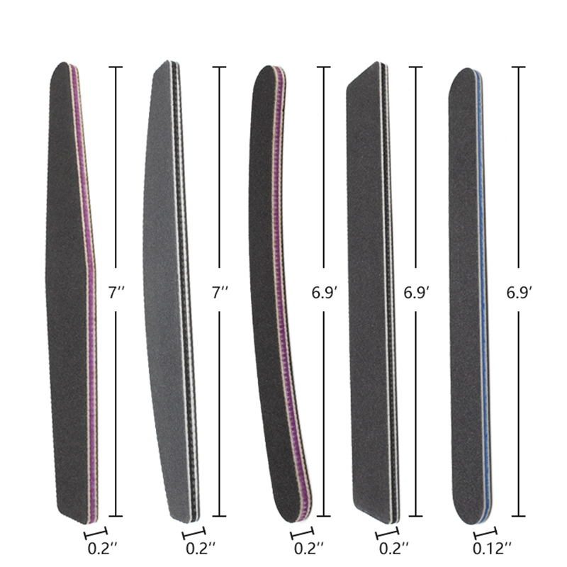 5 Shapes black double sided 100/180 grit emery board nail files