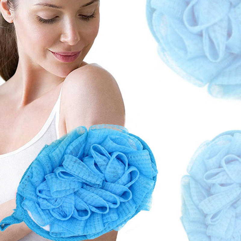 Terry cloth pe double-sided body exfoliating scrubber pad shower pouf bath sponge