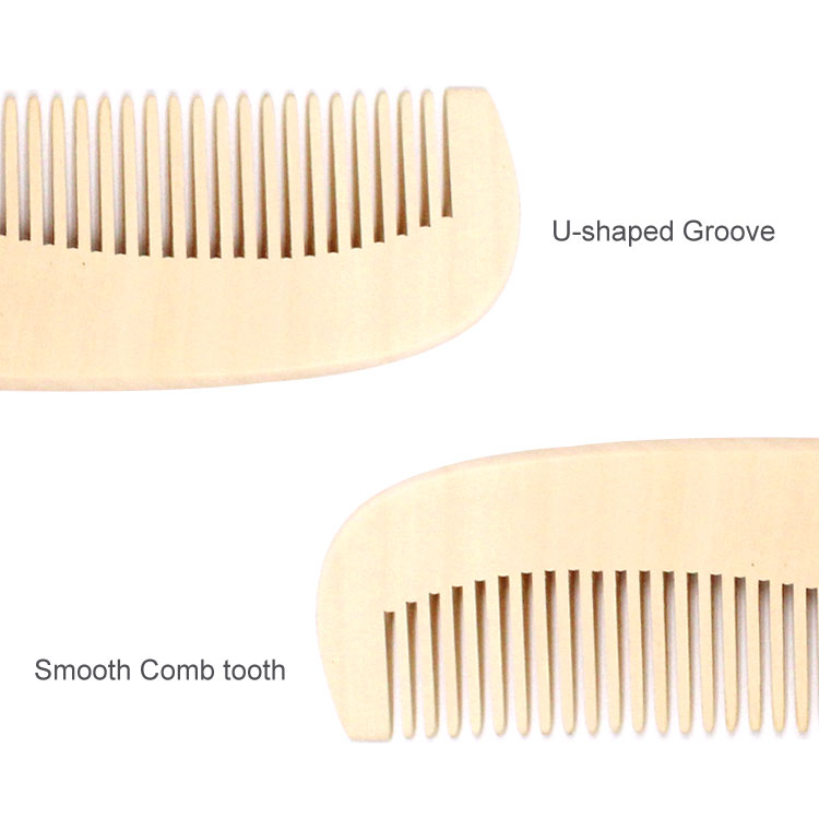 Solid beech wood baby soft bristles hair brush newborn wool hair brush and comb set