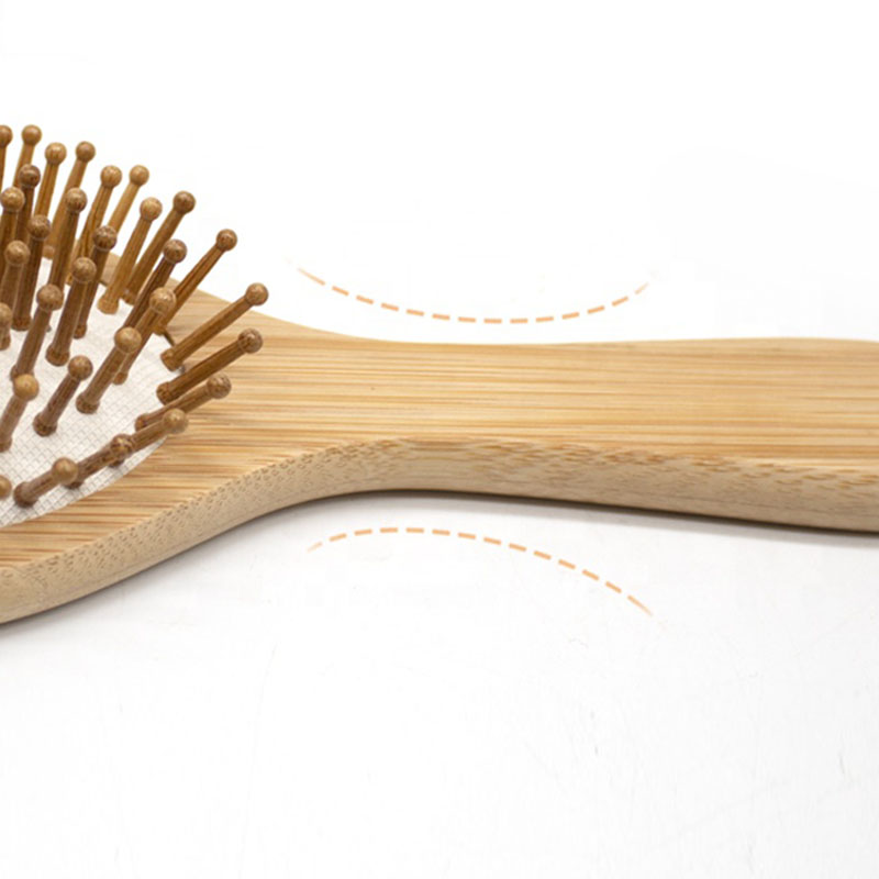 3Pcs Natural bamboo paddle & cushion massage hair brush set