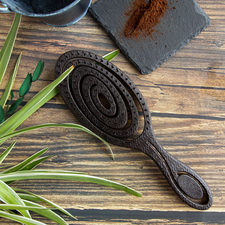 Coffee grounds biodegradable eco-friendly detangler curler vented hair brush