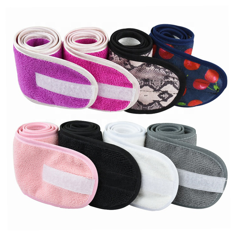Microfiber adjustable spa headband for shower face washing & makeup