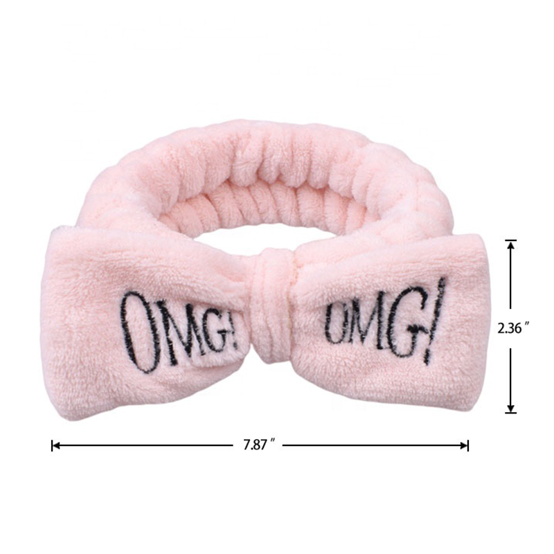 OMG coral fleece bowknot elastic girls facial makeup headband