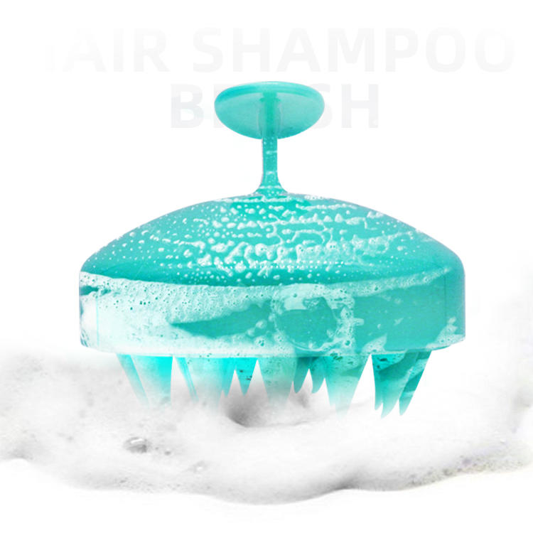 Gourd shape ABS head scalp massage shampoo brush with silicone soft bristles