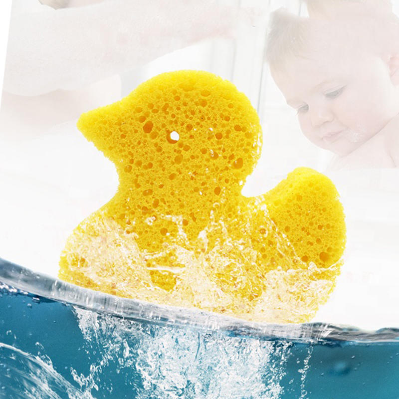 Environmentally friendly materials exfoliator soft duck shape foam baby bath sponge for baby
