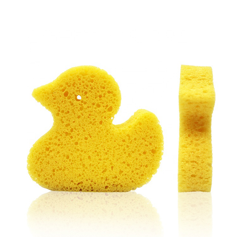Environmentally friendly materials exfoliator soft duck shape foam baby bath sponge for baby
