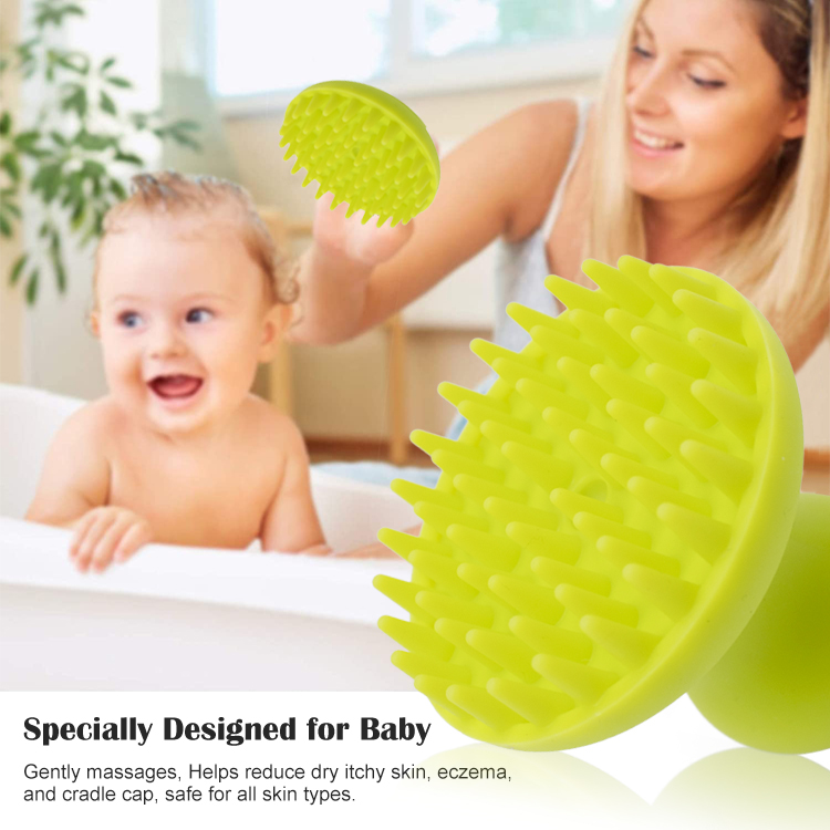 Soft reusable baby wet dry hairs comb scalp massage and cleaning silicone hair brush