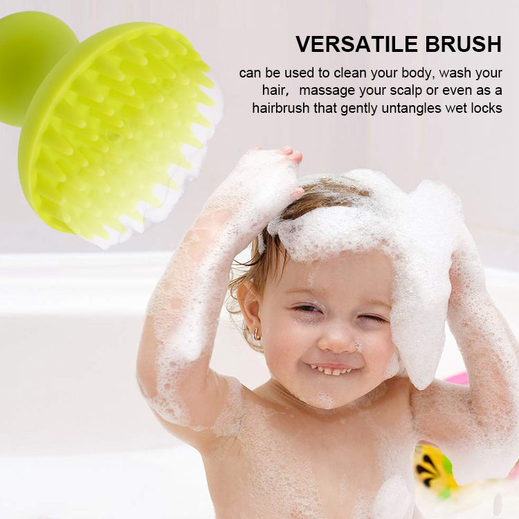 Soft reusable baby wet dry hairs comb scalp massage and cleaning silicone hair brush