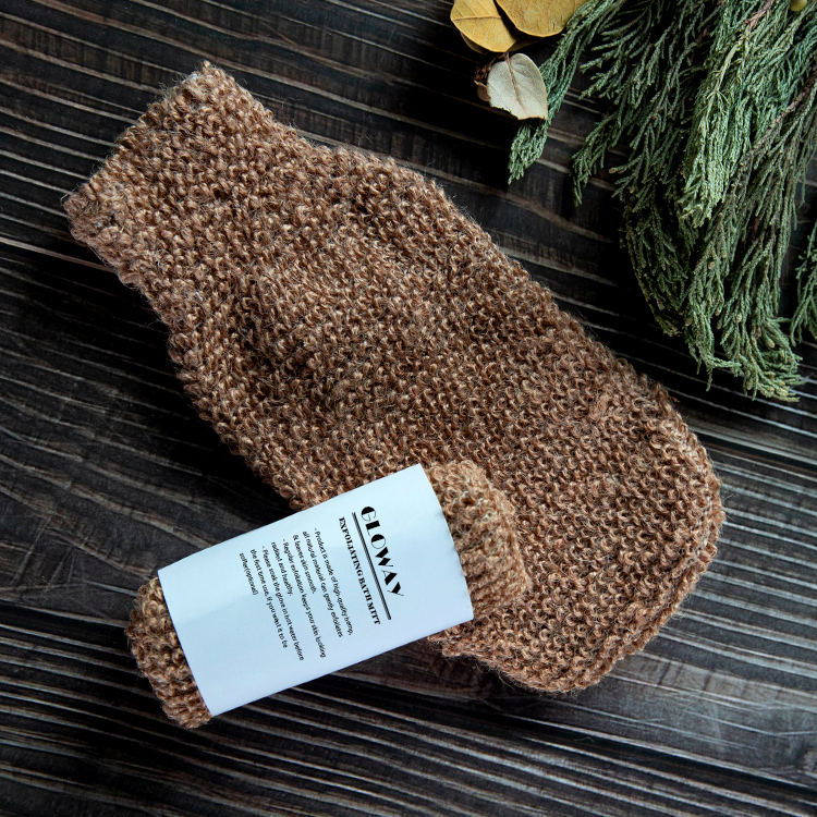 Brown hemp eco-friendly natural bath mitt