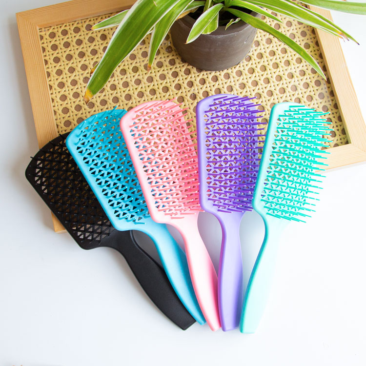 Hollow out grid durable tpee soft bristles vented hair brush for wet or dry hairs