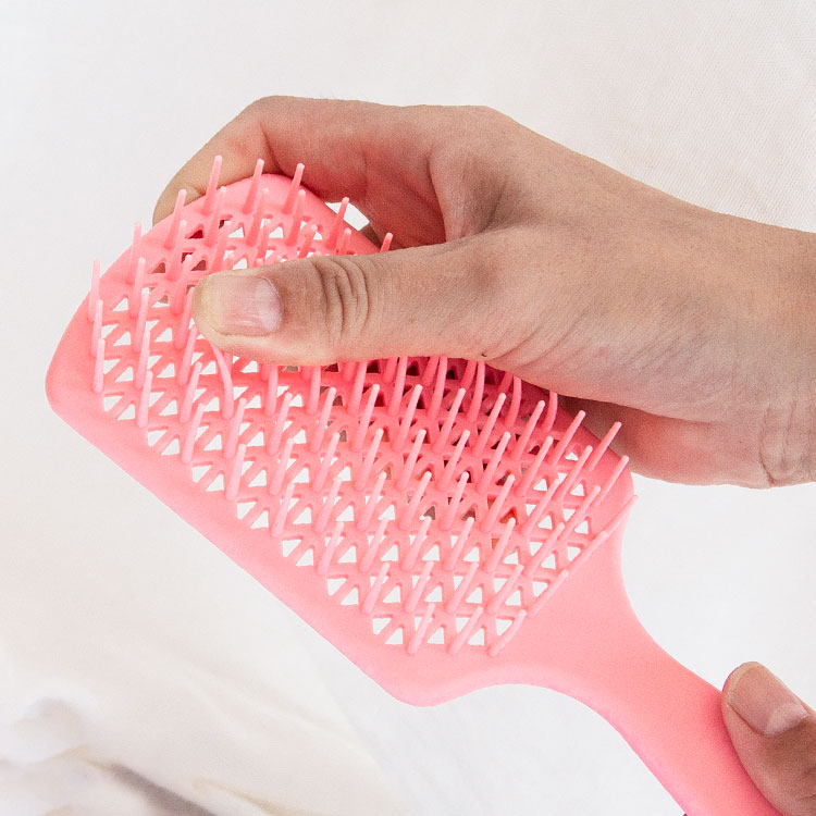 Hollow out grid durable tpee soft bristles vented hair brush for wet or dry hairs