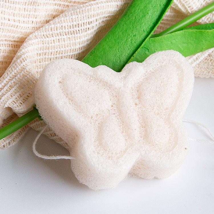 100% Natural butterfly lovely facial konjac sponge for kids and girls