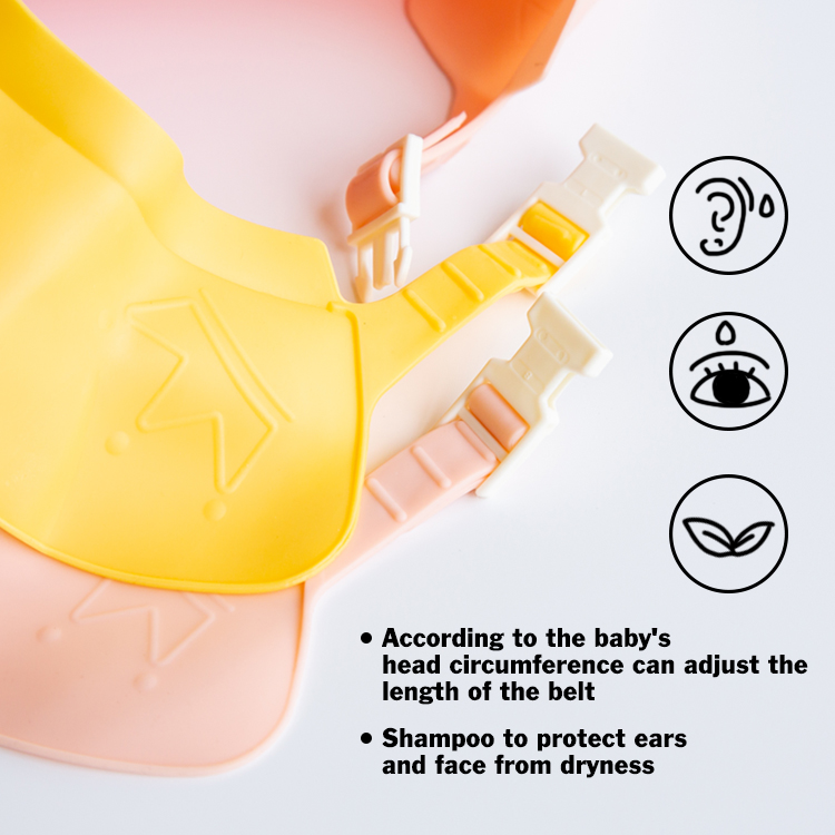 Waterproof soft eco friendly silicone material reusable portable adjustable size cute kids baby shower cap
