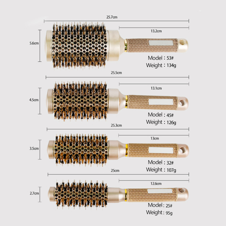 4Pcs salon ceramic ionic round styling hair brush