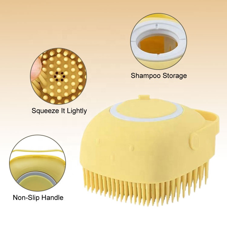 Soft silicone massage hair cleaning shower brush bath brush with shower gel dispenser
