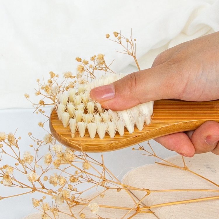 Safety natural soft nylon bristles bamboo handle massage scalp baby hair brush