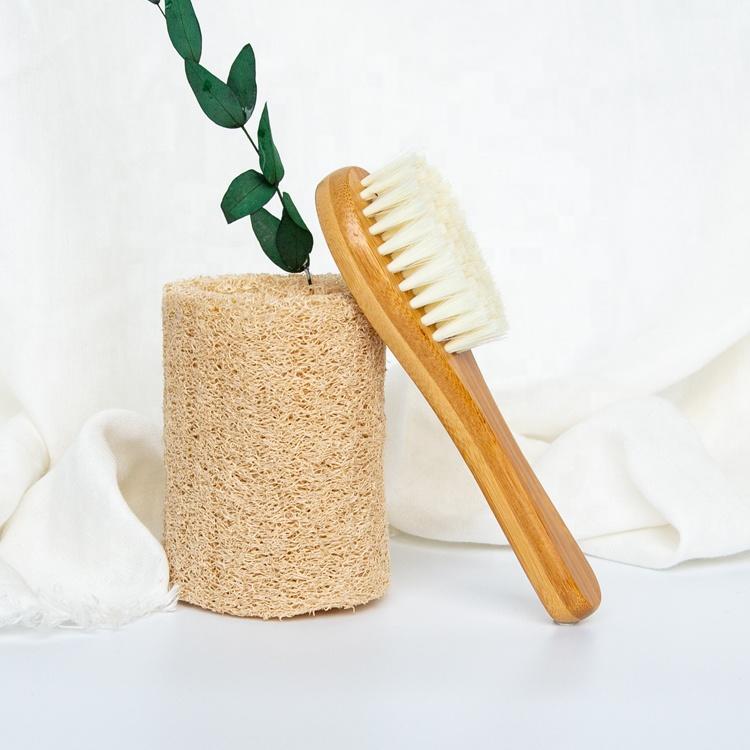 Safety natural soft nylon bristles bamboo handle massage scalp baby hair brush