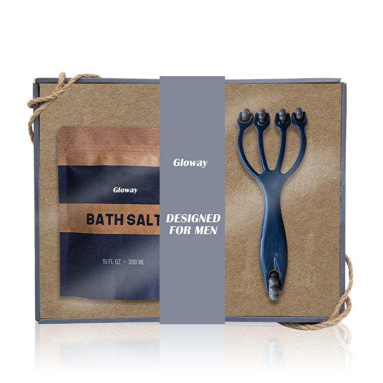 Bath spa gift set including plastic head massager and 300ml bath salt 