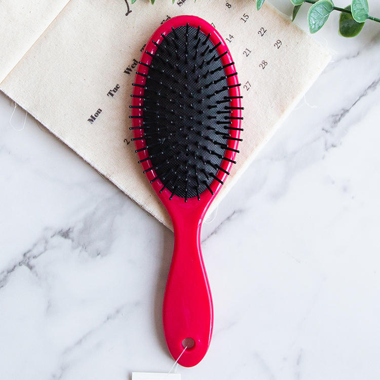 Nylon bristles plastic detangler cushion hair brush for wet or dry hairs