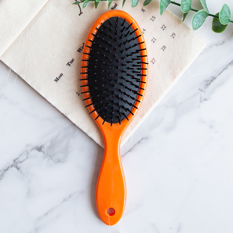 Nylon bristles plastic detangler cushion hair brush for wet or dry hairs