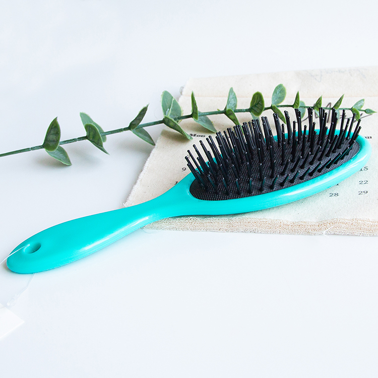 Nylon bristles plastic detangler cushion hair brush for wet or dry hairs