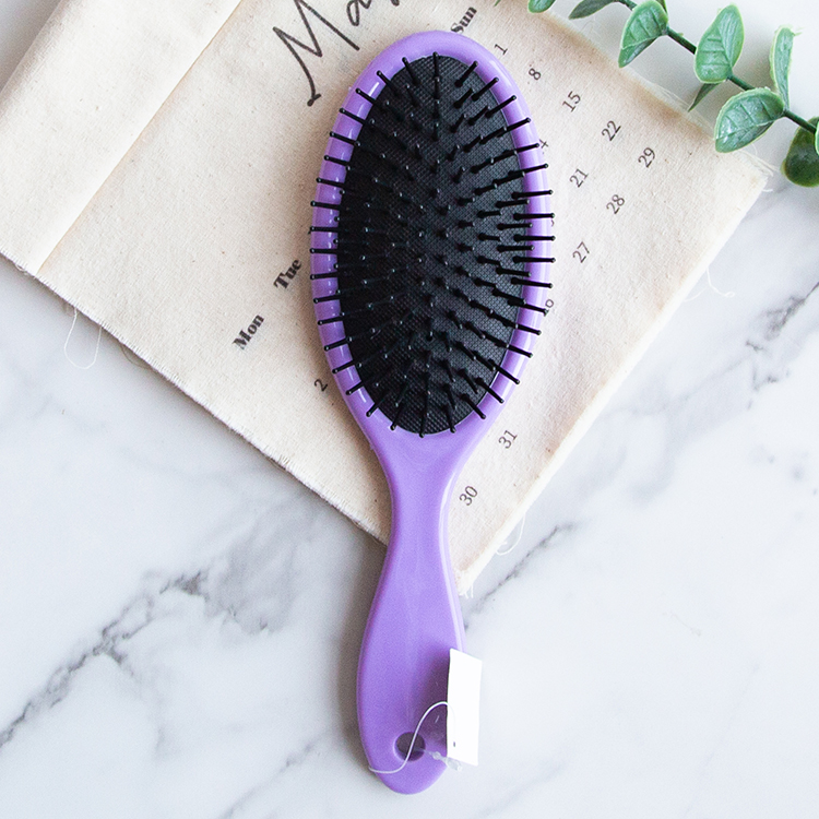 Nylon bristles plastic detangler cushion hair brush for wet or dry hairs