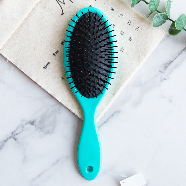 Nylon bristles plastic detangler cushion hair brush for wet or dry hairs