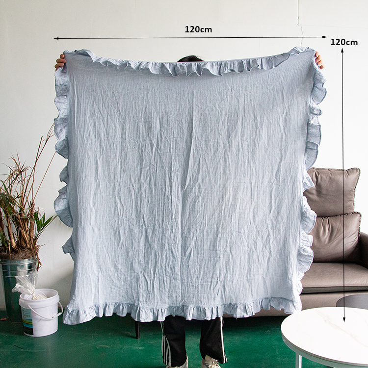 Double layer organic cotton soft lotus leaf lace newborn baby receiving blanket