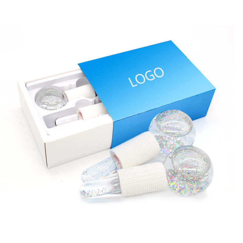 Glitter white skin cooling face massager ice globe roller for facial