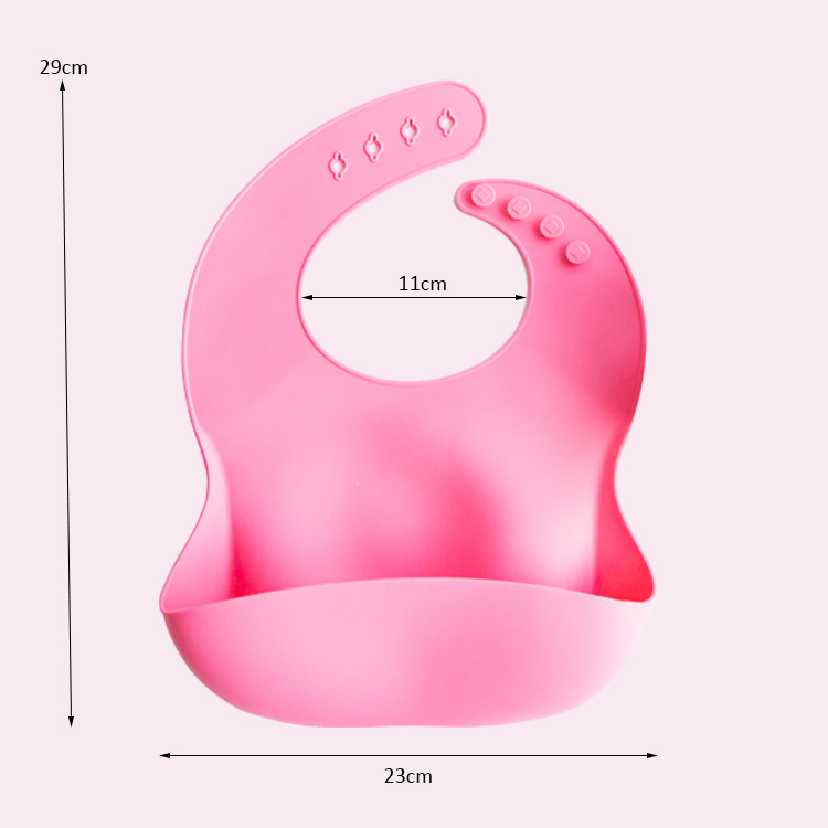 Food grade silicone soft material adjustable waterproof baby bibs with pocket