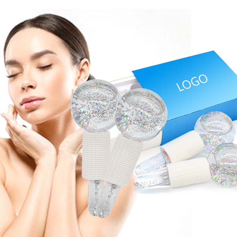 Glitter white skin cooling face massager ice globe roller for facial